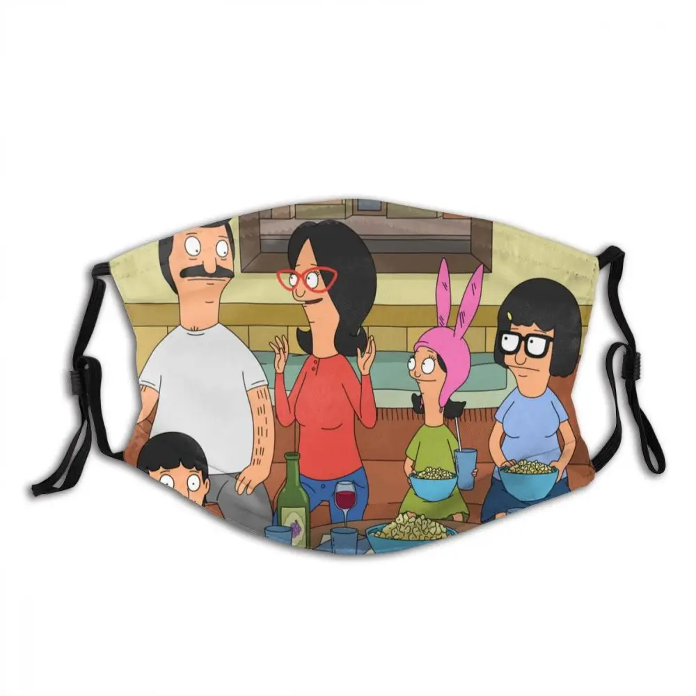 

Bobs-burgers Non-Disposable Mouth Face Mask One Piece Anti Haze Dust Mask With Filters Protection Mask Respirator Muffle