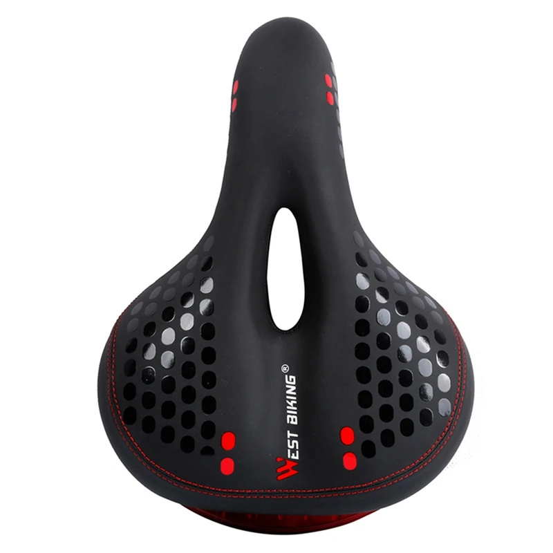 

WEST BIKING Bike Saddle PU Breathable Soft Cycling Seat Cushion with Warning Taillight MTB Road Bicycle Saddles