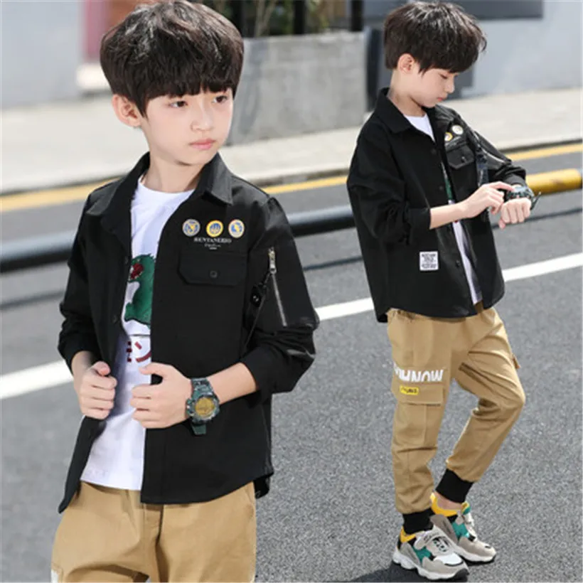 Рубашки для мальчиков высшего качества школьная форма одежда хлопковая детская 4