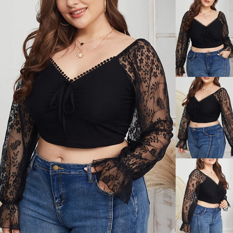 

2021 Spring/Summer Women's Plus Size Fat MM Long Sleeve Short Top Temperament Commuter Shirt M7DD