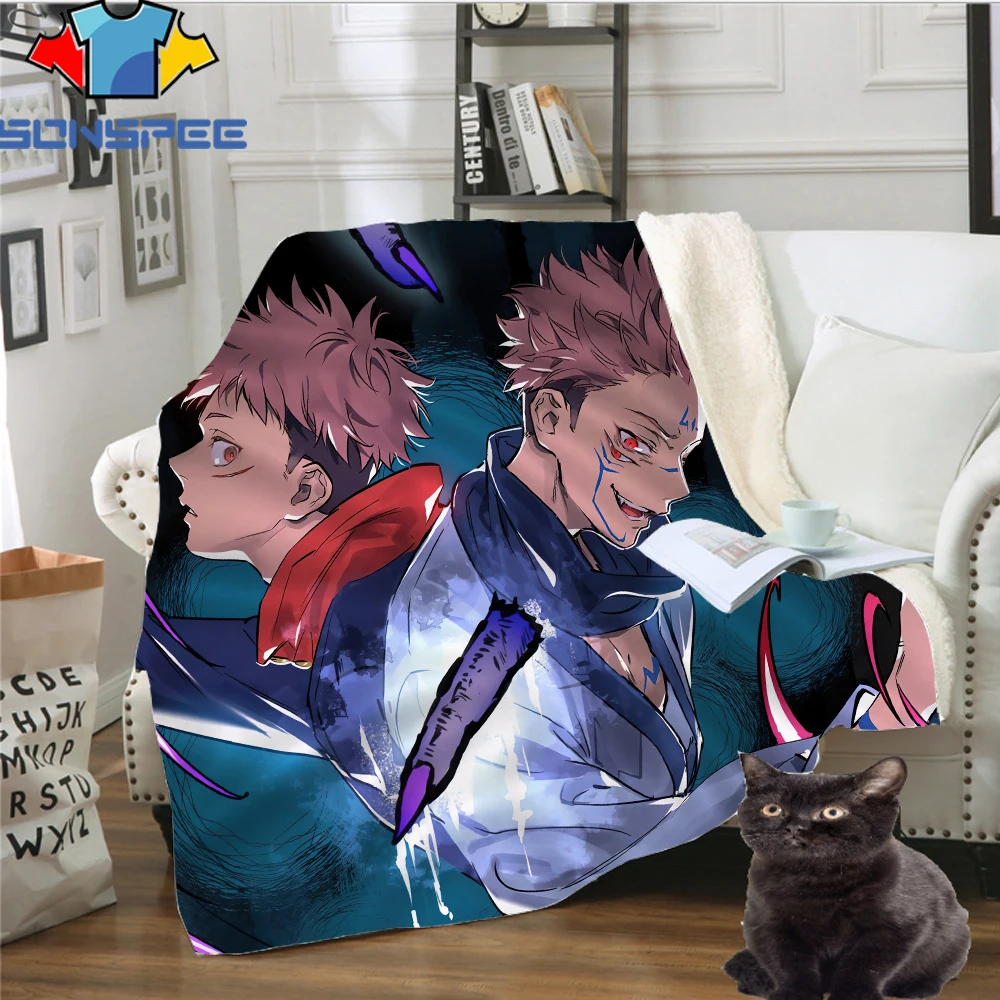 

SONSPEE Fun Office Home Interior Sofa Supplies Jujutsu Kaisen Anime Printed Blanket Cloak Men Women Blanket Cape Coat Ponchos