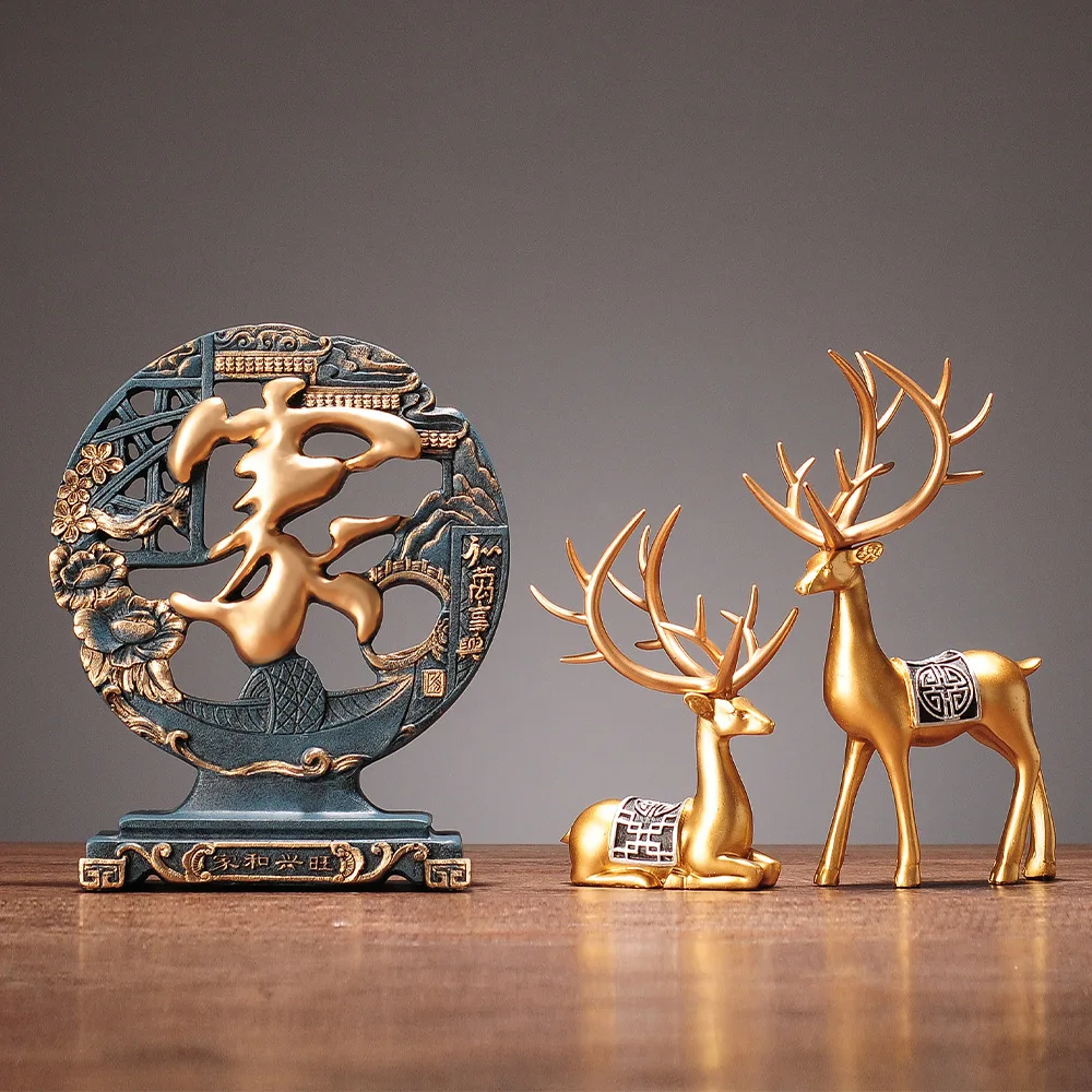 (3Pcs) Deer Decoration Chinese Style Living Room Display Housewarming Gifts Living Room TV Cabinet Decorations 1