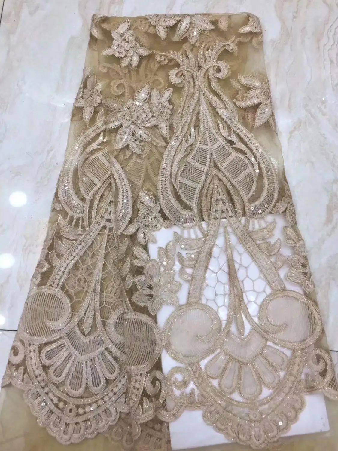 wholesale price African Guipure lace very neat embroidery Nigerian cord fabric with sequins high quality 5 yards FFD109 | Дом и сад