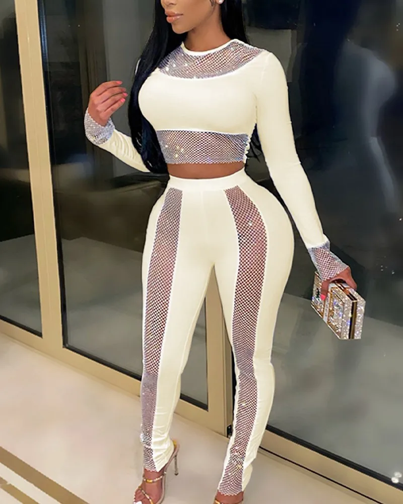 

Женский брючный костюм с круглым вырезом, облегающий Топ с длинным рукавом и брюки-карандаш, осень 2021