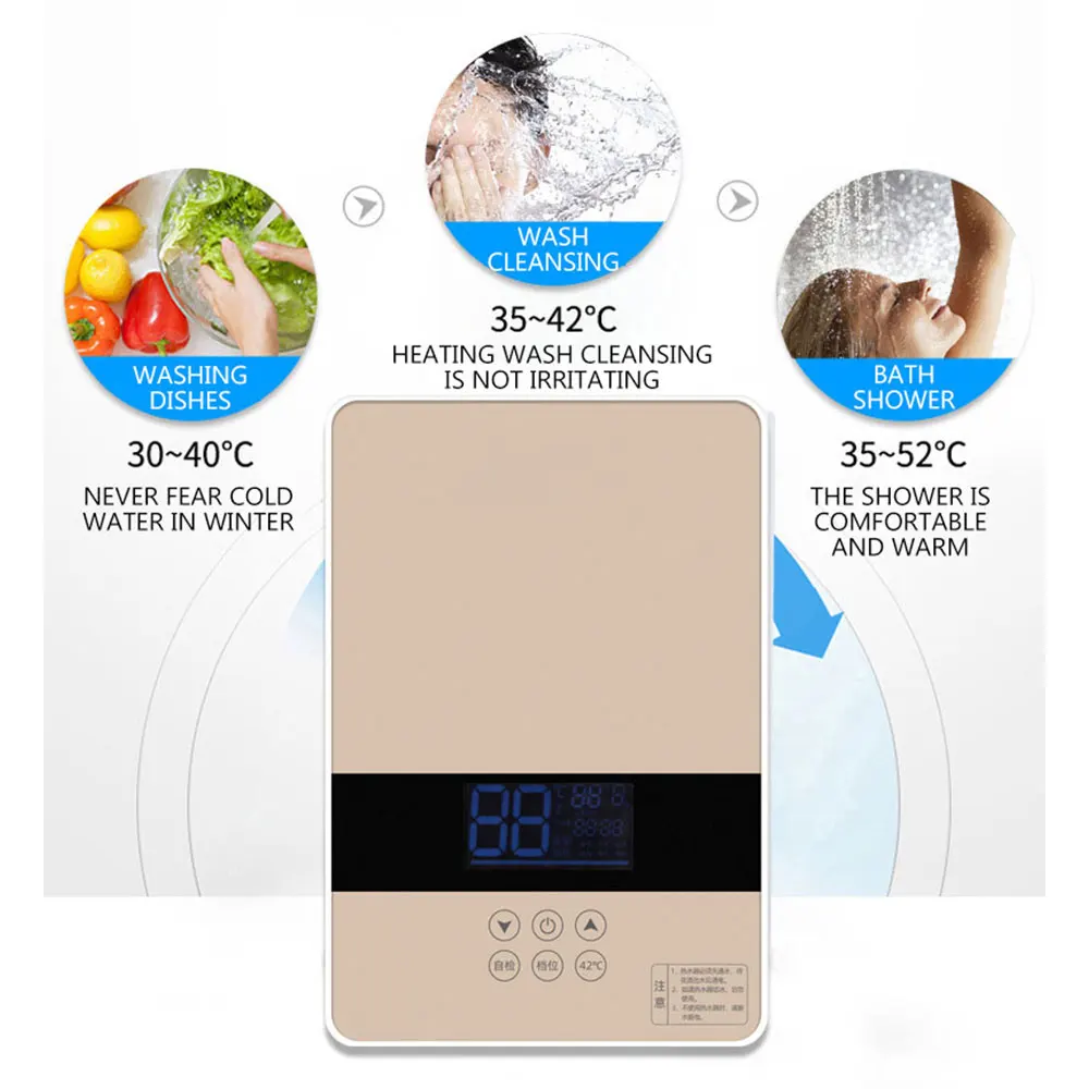 Household Wall-mounted Instant Water Heater Bathroom Constant temperature Intelligent Electric Water Heater Tankless