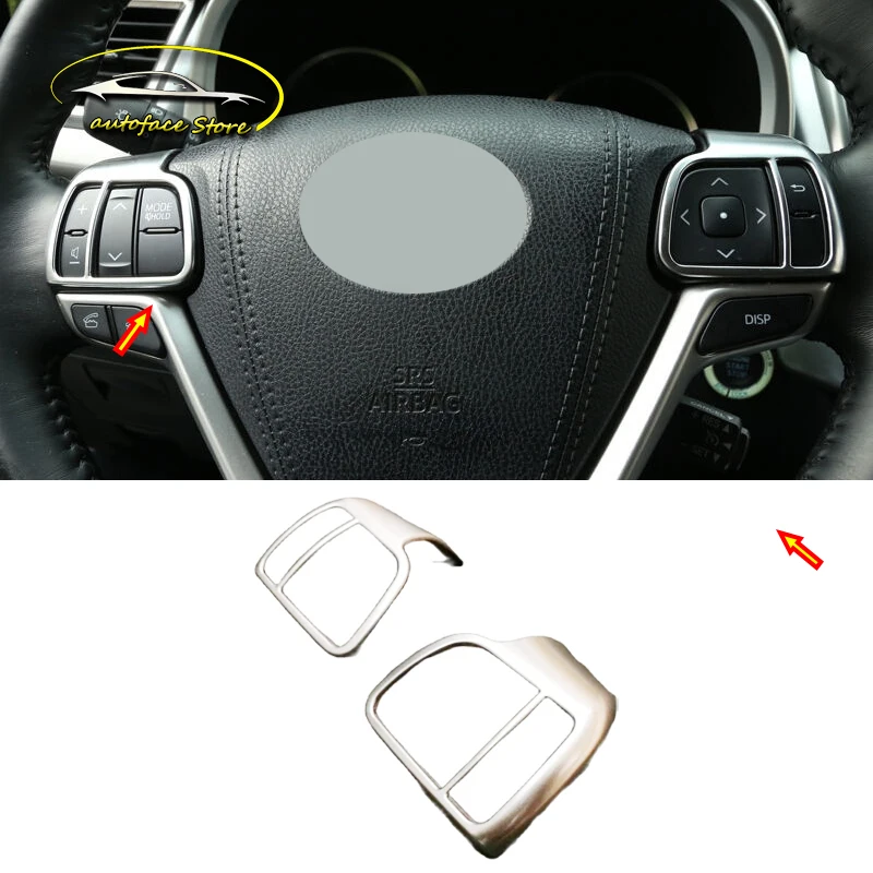 

ABS Chrome For Toyota Highlander Kluger 2014-2019 Accessories Car Sticker Styling Car Steering Wheel Button Frame Cover Trim