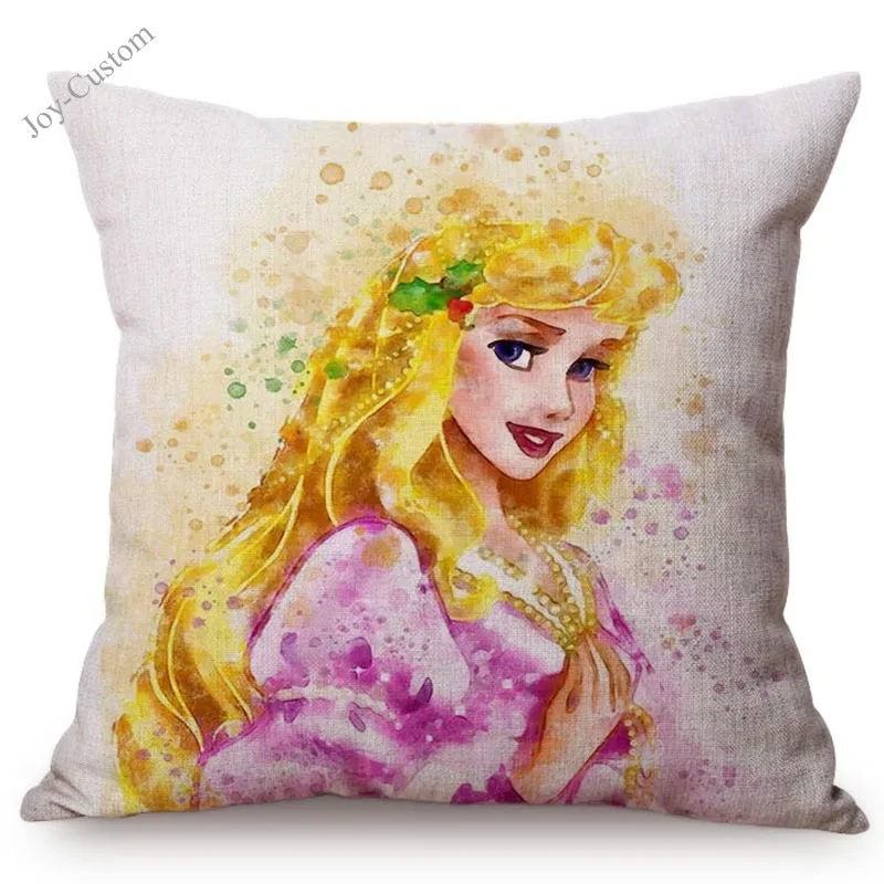 Fairy Tale Snow White Princess Printed Cushion Cover Mermaid Ariel Rapunzel Home Decorative Sofa Car Chair Throw Pillow Case |