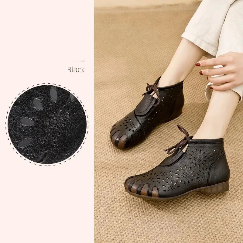 

Oxford Shoes For Women Superstar Genuine Leather Slides High Top Summer Hole Shoes Ladies Flats