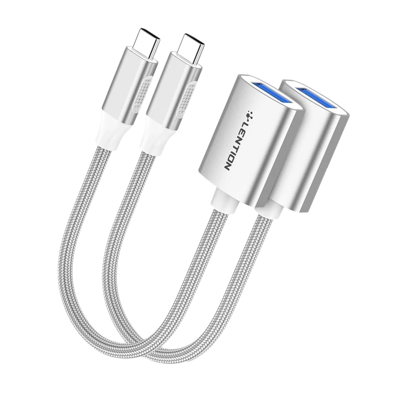 

Переходник LENTION C6 с USB C на USB 3,0 «папа» с USB 3,0 «Мама», OTG-конвертер для ноутбука, серебристый (2 шт.)