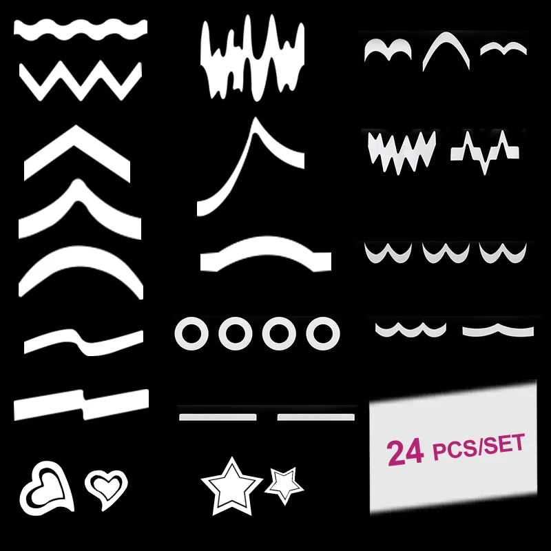 24 шт./компл. французский Стиль дизайн ногтей полый улыбка трафарет направляющая