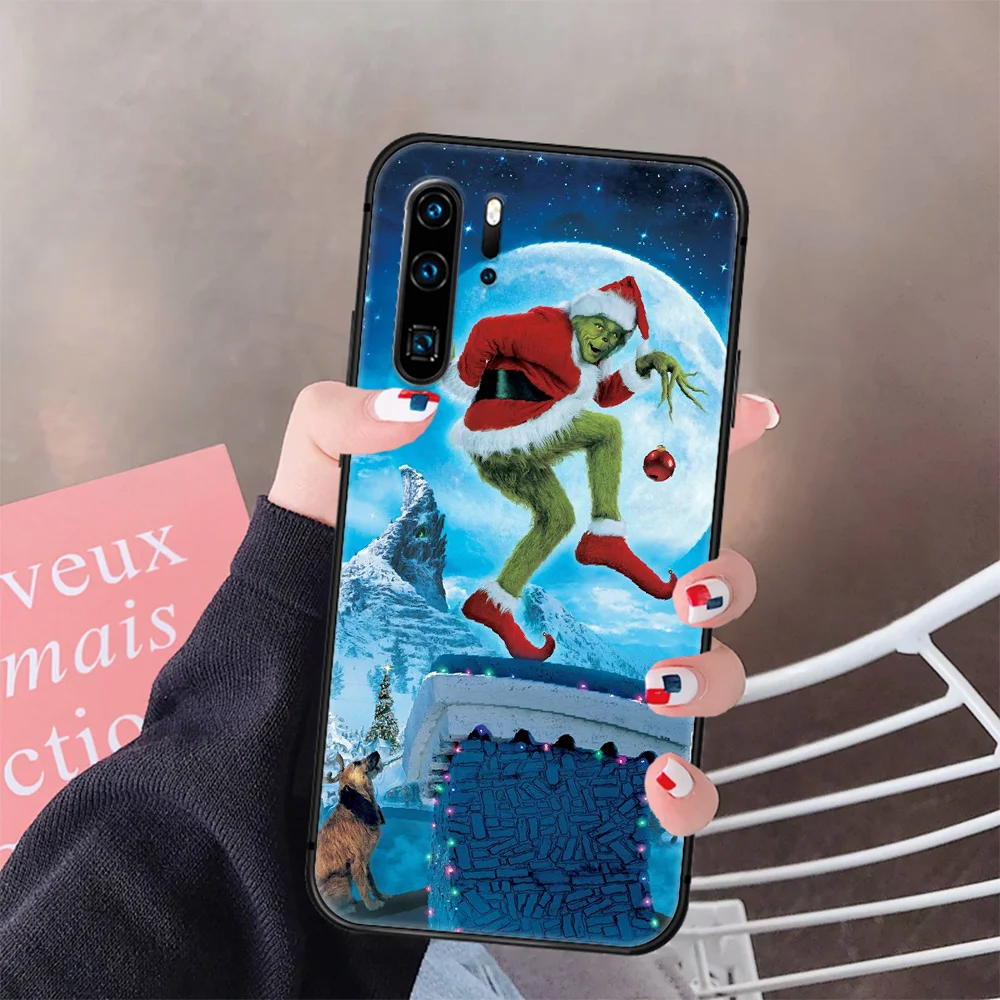 

Christmas Grinchs How the Stole Green Phone Case Cover Hull For Huawei P8 P9 P10 P20 P30 P40 Lite Pro Plus Smart Z 2019 black