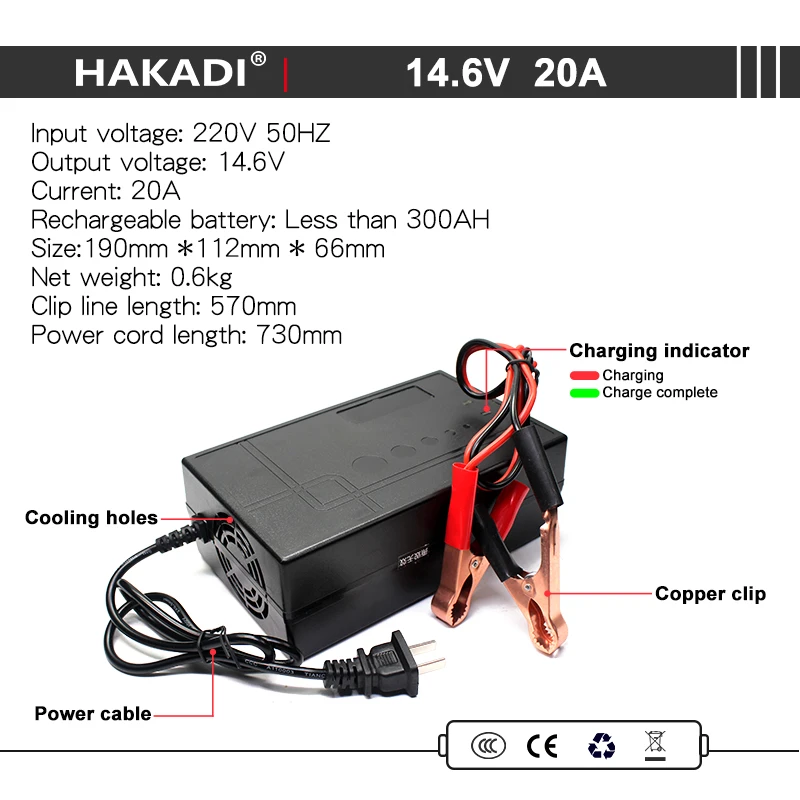 

HAKADI 12V 200Ah Lifepo4 Rechargeable Battery Pack High Power Long Cycle Life For Solar System RV Camping Outdoor Power Supply