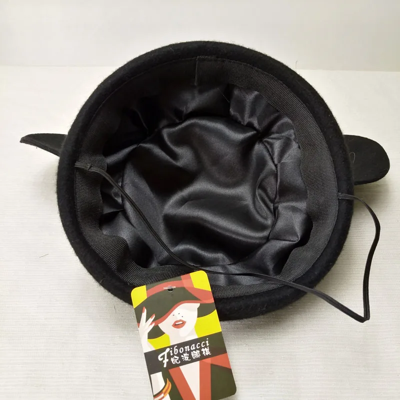 Милый берет шапки с ушками Микки шерстяная фетровая шляпа женская модная