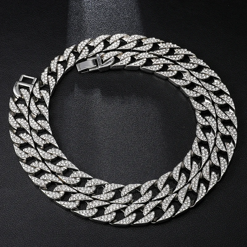 Мужское колье из кубинской панцирной цепи майами сверкающее украшение 13 мм под