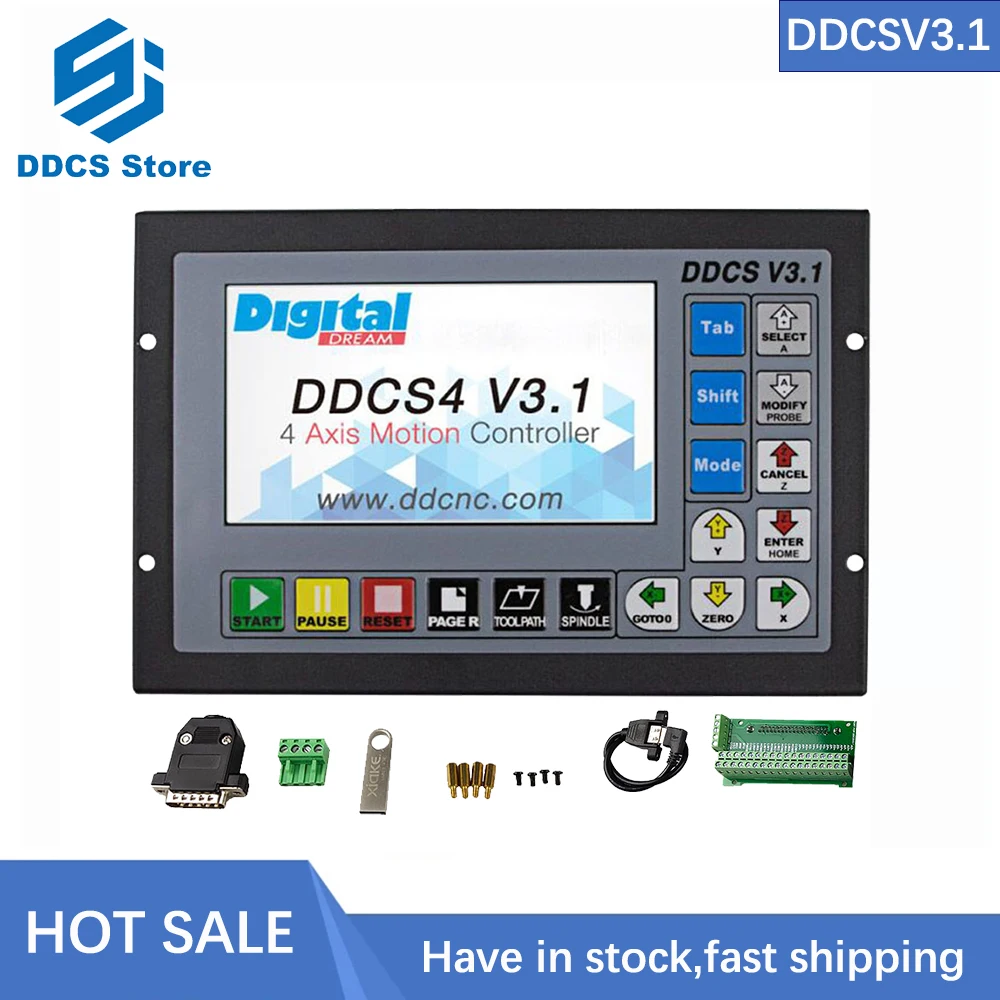 

4axis CNC Controller Upgraded DDCSV3.1 3/4 axis 500KHz G-Code Offline Controller for CNC Drilling Milling Support wireless keybo