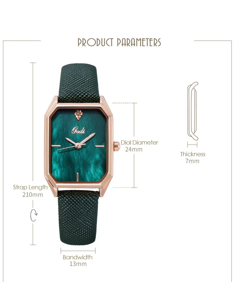 

Luxury Peacock Green Trend Fashion Square Womens Belt Watch Waterproof Casual Quartz Personality Watch Girl Relojes Para Mujer