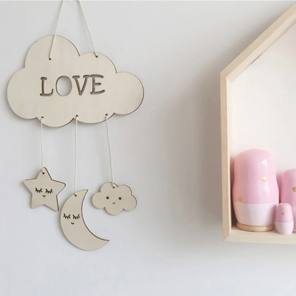 Романтический висячий фон для детской комнаты в форме Луны звезды облака