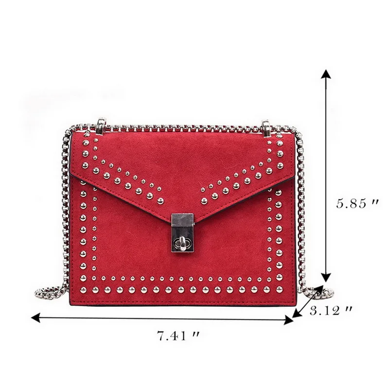 

Scrub Leather Small Shoulder Messenger Bags For Women Chain Rivet Lock Crossbody Bag Female Travel Mini Bags