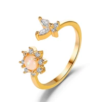 fashion hot selling temperament aobao sunflower dream system simple and sweet butterfly opening womens ring gift