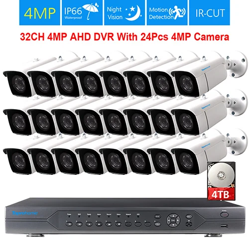 32CH DVR x 24 Camera TOPROHOIME H.265+ 32CH 4MP камера безопасности системы 4MP Открытый водонепроницаемый ночного видения CCTV камера видеонаблюдения комплект P2P HDMI - Цвет: 32CH DVR x 24 Camera