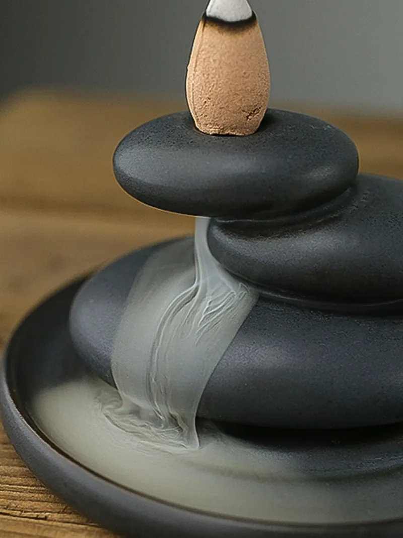 

Ароматическая горелка Backflow, креативное альпийское украшение для потоковой воды, Домашний Камень для стола из дзен и агара, башня с благовон...