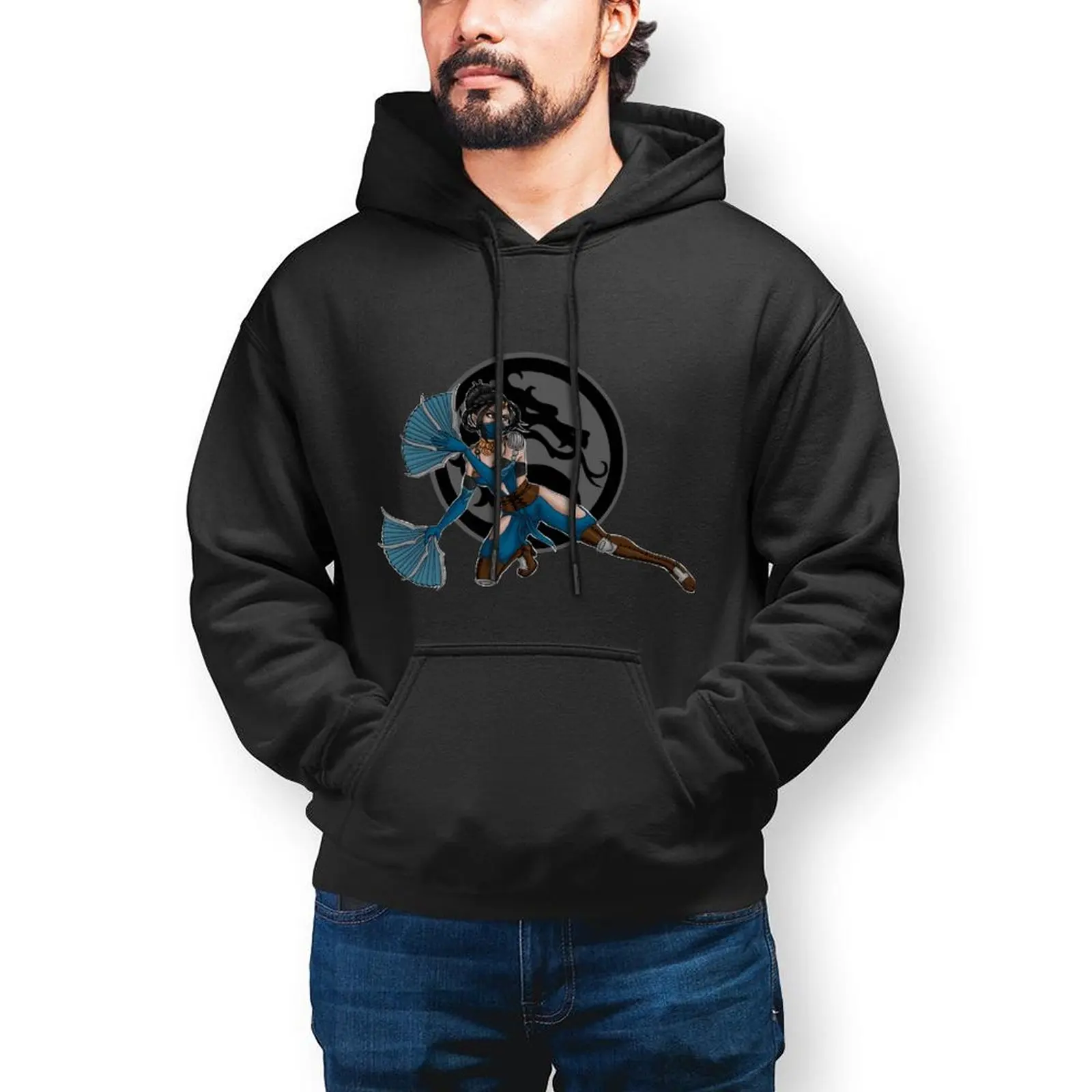 

Mortal Kombat Hoodies Cotton Streetwear Pullover Hoodie Autumn Long Length Cool Hoodie XL Men