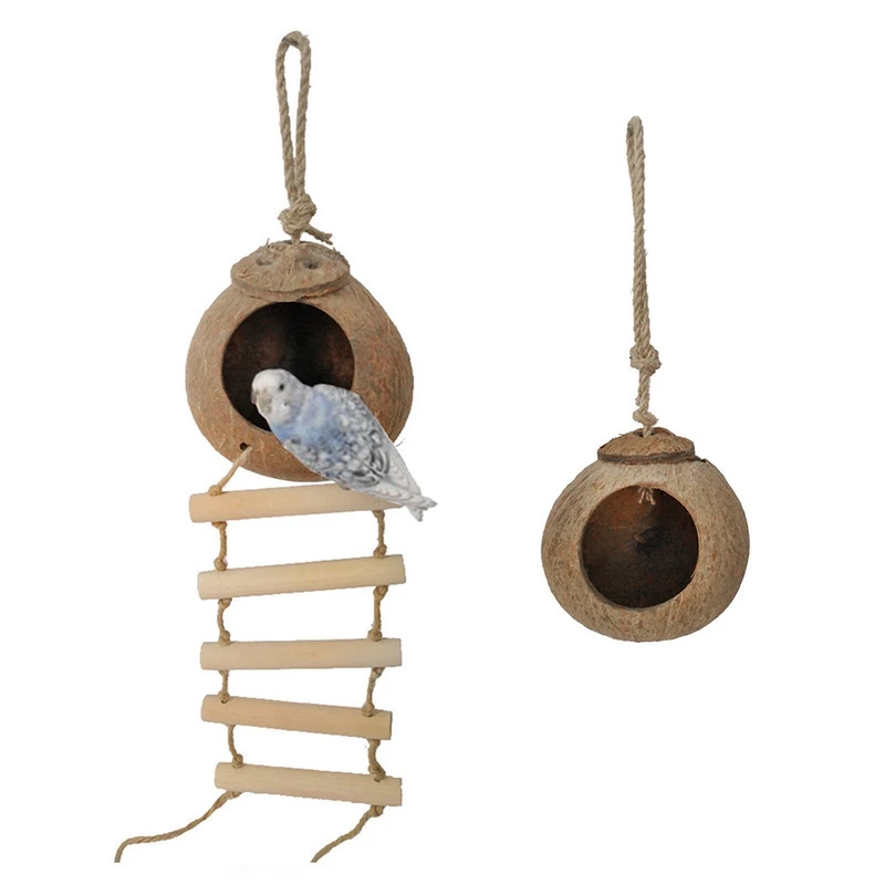 Распродажа натуральное Птичье гнездо домик для попугая из кокосовой ракушки