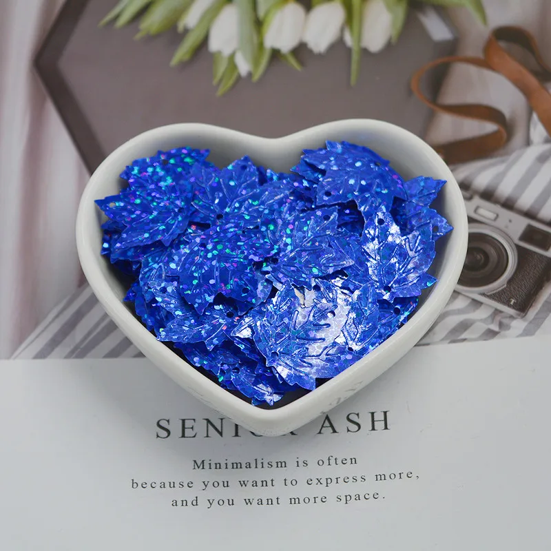 22 мм плоский кленовый лист пайетки с отверстием в центре для самостоятельного шитья аксессуаров, костюмов и ювелирных изделий из Южной Кореи 2021 новые.