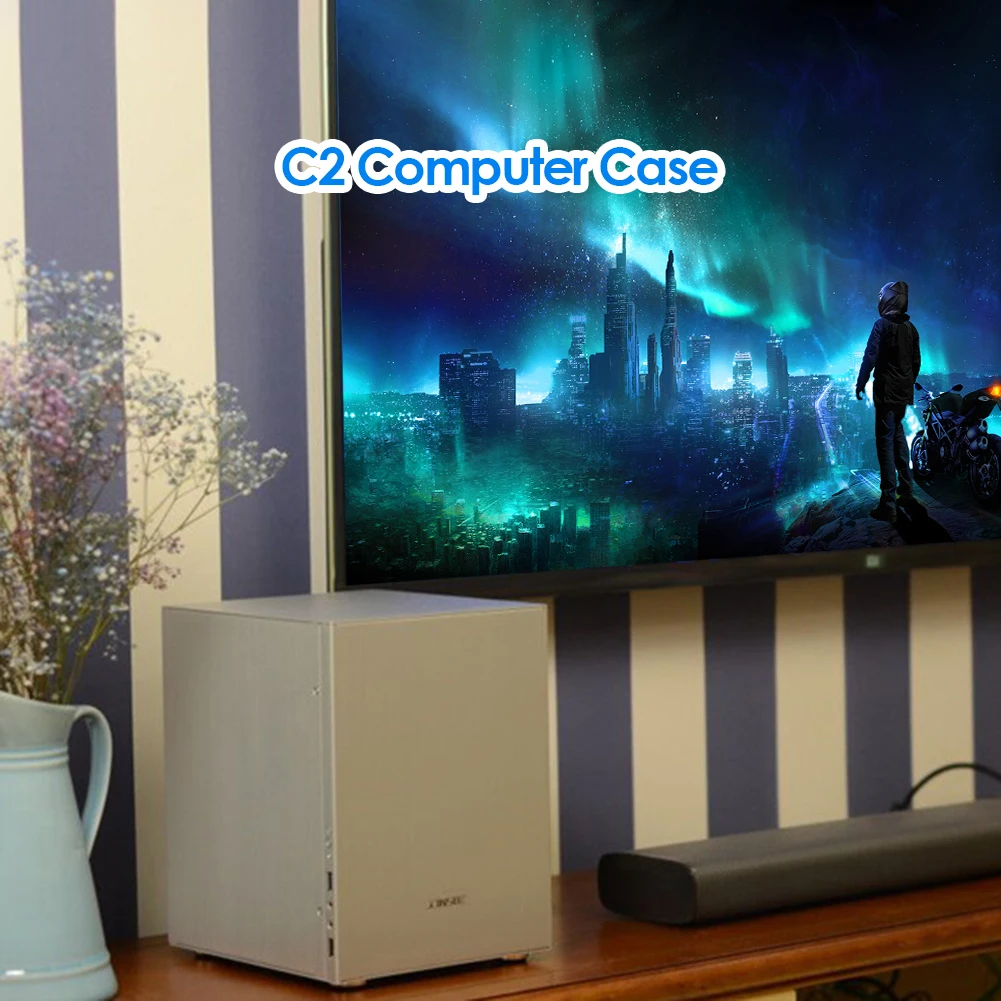 

Jonsbo C2 Aluminum Mini Computer PC Case ITX Micro-ATX Small Desktop Chassis USB 3.0 Audio 3 Slots Microphone Aluminum Chassis