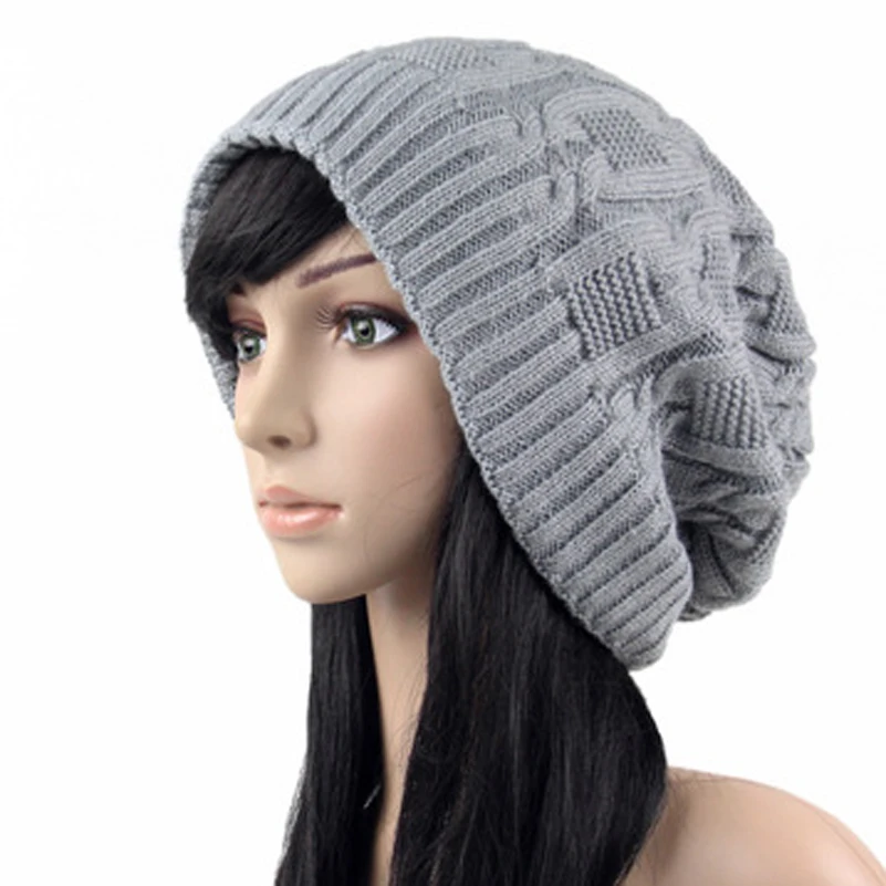 Grey Hats Женские теплые Повседневные вязаные шапки в полоску; женские шапки; сезон осень-зима; ворсовая шапка для девочек; модные вязаные шапки унисекс - Цвет: Grey Hats