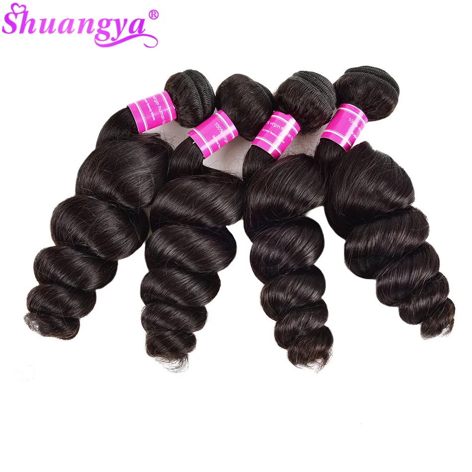 

Shuangya Loose Wave Bundles Wholesale Price Deals Brazilian Hair 100% Human Hair Virgin Hair Natural Color Hair For Black Women