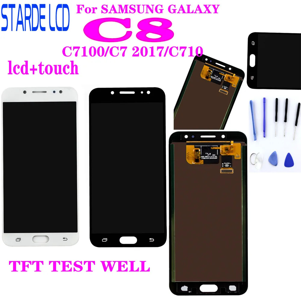 ЖК дисплей 5 дюйма для SAMSUNG GALAXY C8 C7100 с сенсорным экраном и дигитайзером в сборе C710F