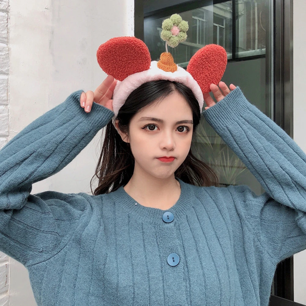 Женская повязка на голову милый маленький цветок плюш удобный для мытья лица