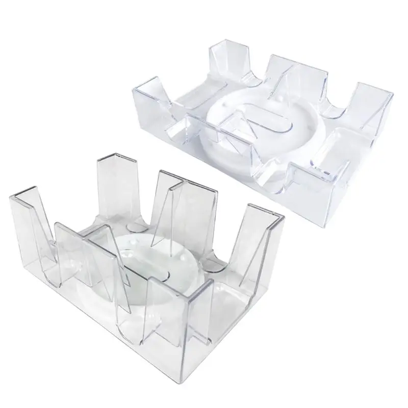 

2/6 Deck Rotating Playing Card Tray Transparent Poker Card Box Casino Party Game