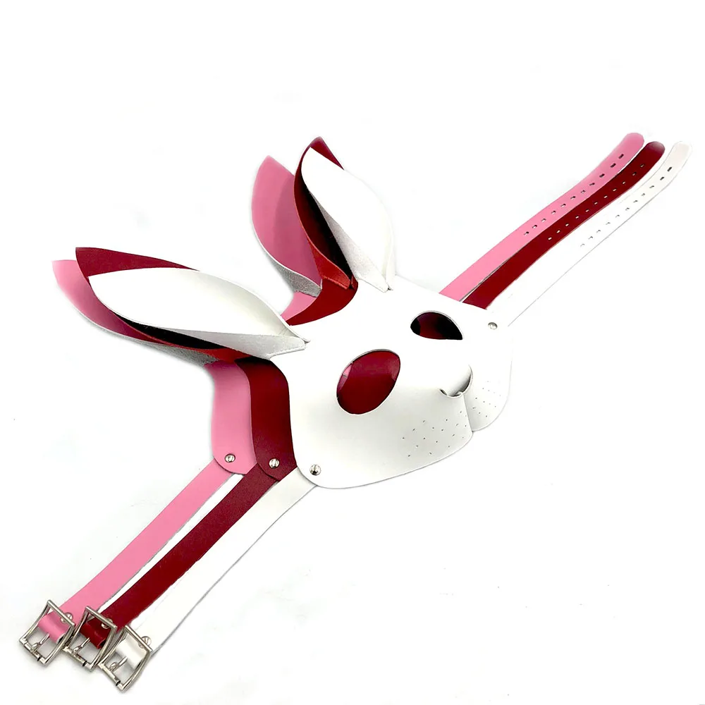 Маска с кроликом БДСМ эротическая маска для глаз из кожи кролика Сексуальные