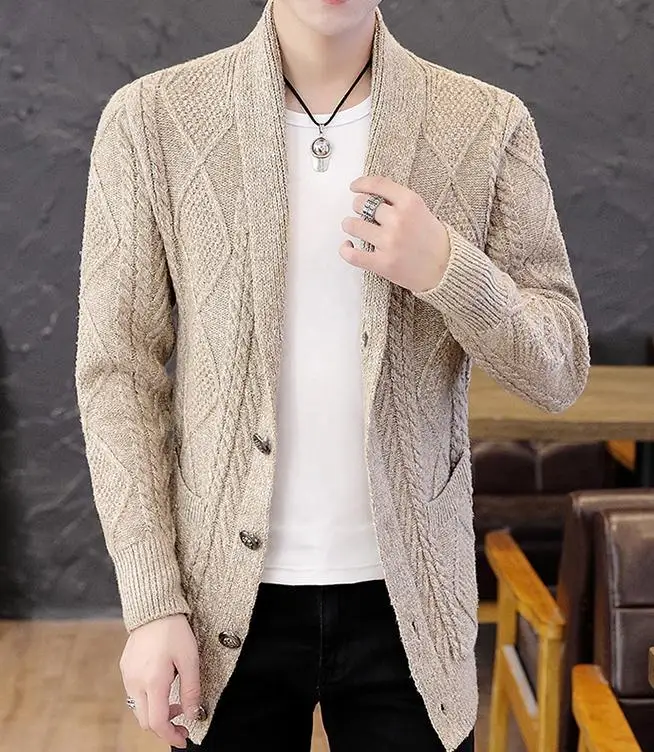 

2020 spring and autumn with New style fashion Long sleeve Cardigan men's Sweater coat