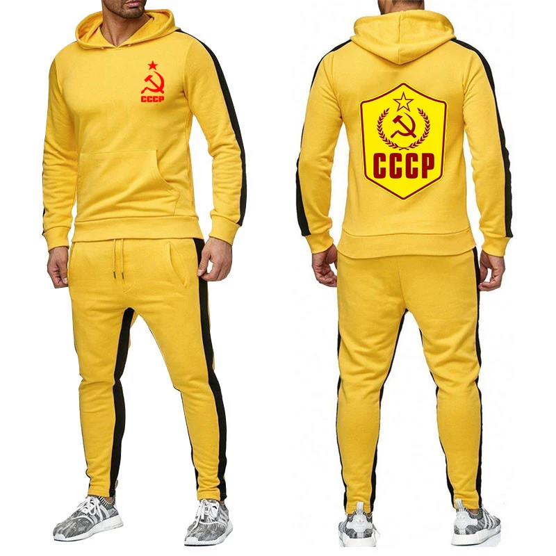 

Sweatshirts CCCP Men solid Hoodie Brand Sweatpants Male Cotton Trousers Casual Customize Pullover Suit Comfortable clothe