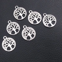 12pcslot silver plated tree of life charm metal pendants diy necklaces bracelets jewelry handicraft accessories 2420mm p744