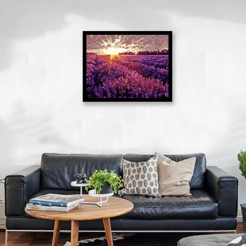 

Frameless Picture Painting By Numbers Home Decor DIY Digital Canvas Painting Home Decoration for Living Room Lavender