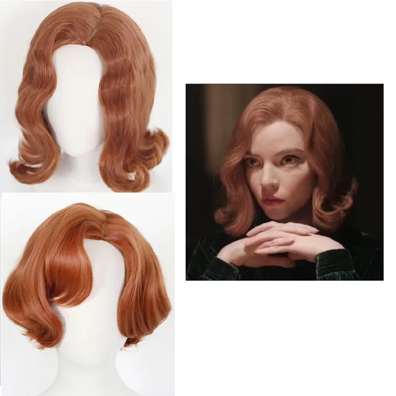 

The Queen's Gambit Cosplay Wig TV Heroine Beth Harmon Vintage Wig Lovely Retro Beth Lady Curly Hair for retro parties