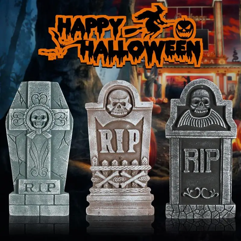 

UNOMOR 6PCS Halloween Tombstone Decorations Realistic and Reusable Haunted House Yard Decorations and Accessories