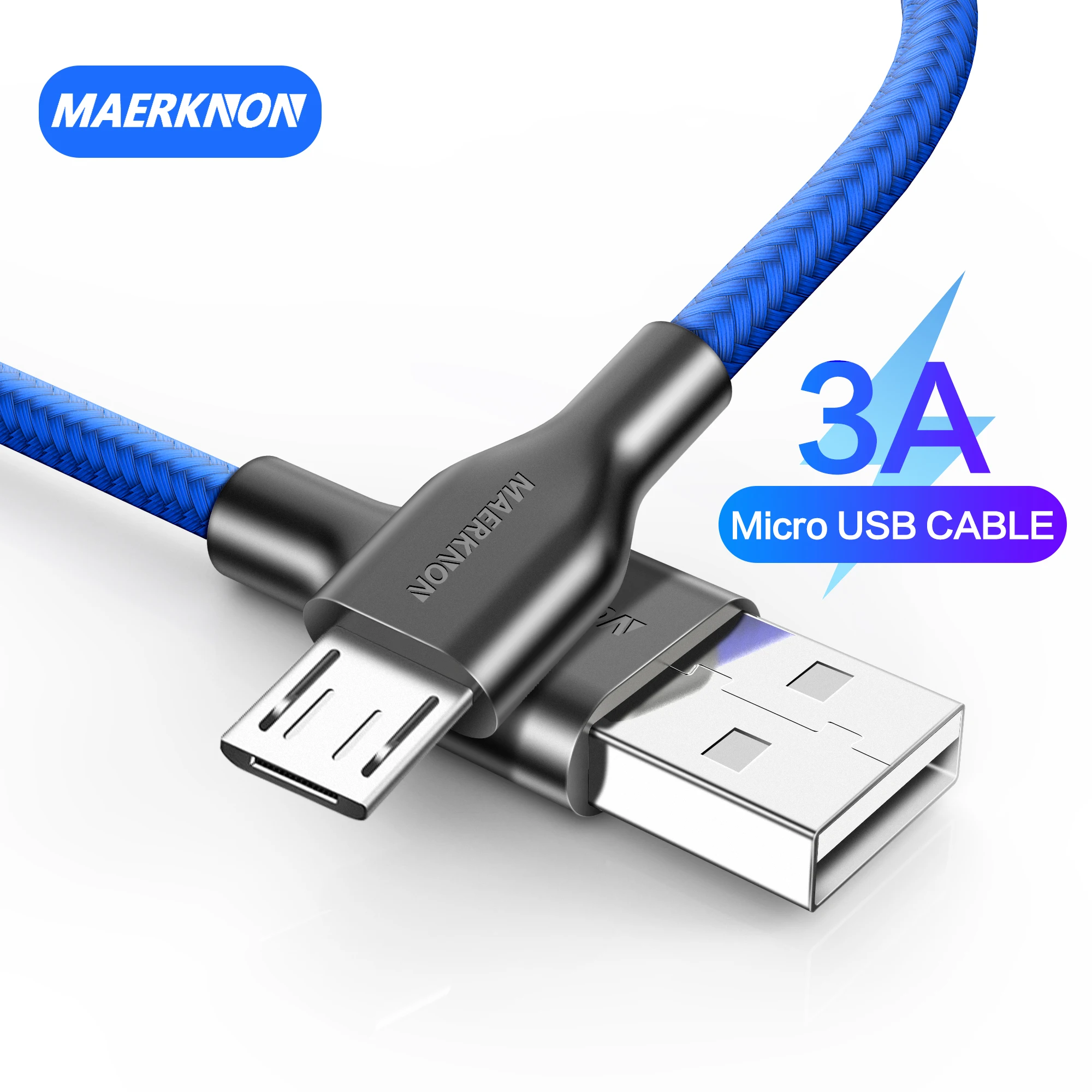 Cable Microusb 3A para Samsung S7 Xiaomi mi, Cable Microusb de nailon...