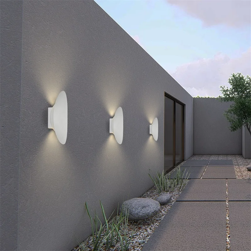 

8M Outdoor Wall lights White Oval Patio Wall Sconce Waterproof Modern Home Decorative For Porch Balcony Courtyard Villa