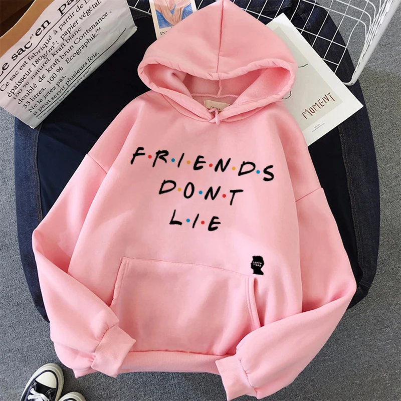Friends Letters Hoodies Sweatshirts Winter Women Long Sleeve Leisure Oversize Hooded Jumper Jacket Ladies Warm Pocket Pullovers