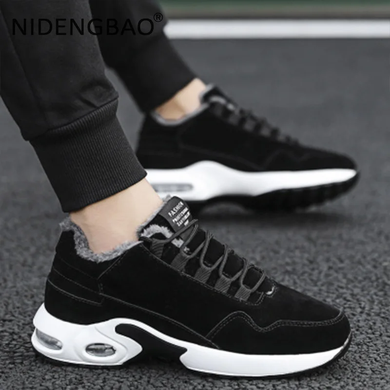 

Зимняя обувь; Мужские уличные кроссовки для бега с мехом; Теплая дышащая спортивная обувь с воздушной подушкой; Спортивные кроссовки; Мужск...