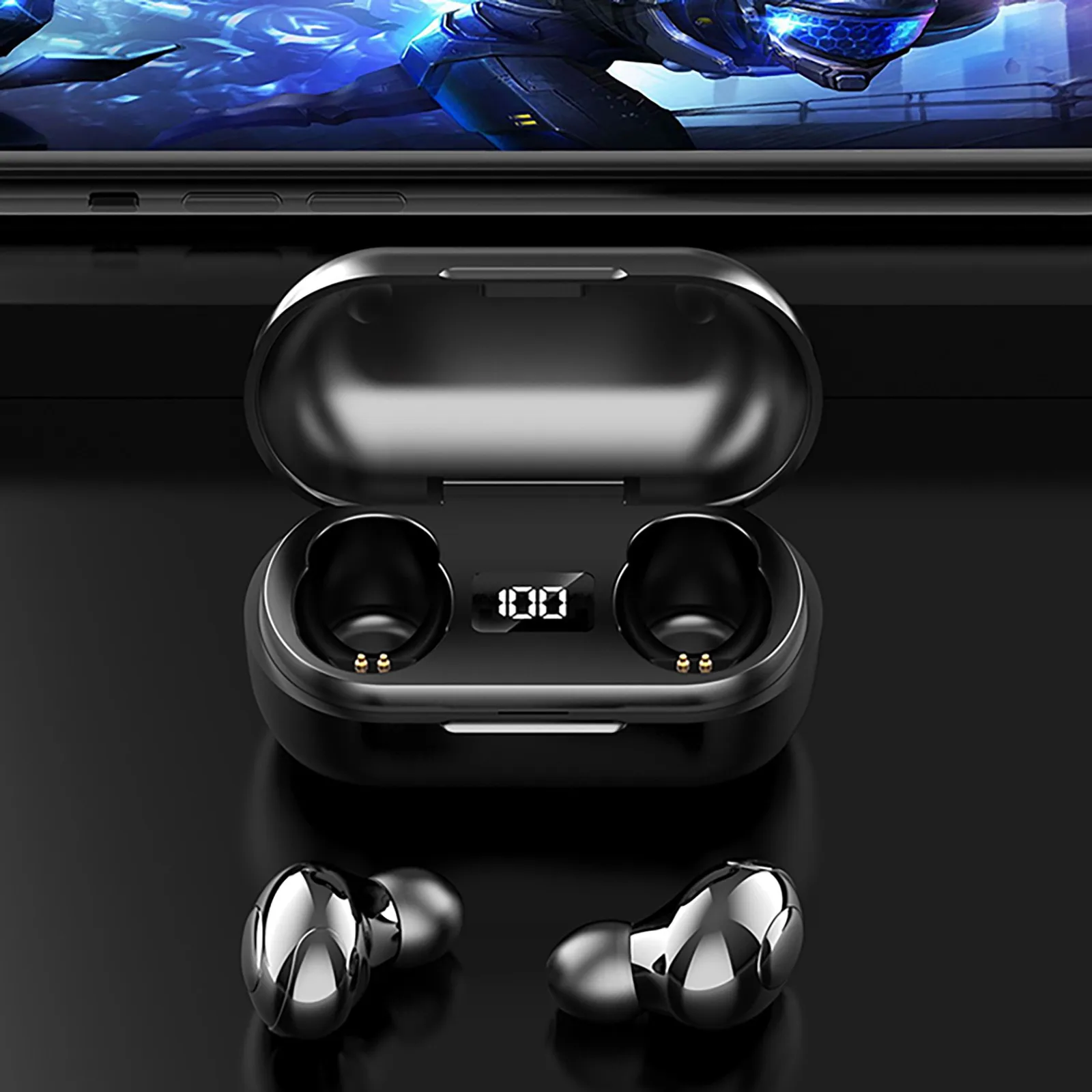 T8 Bluetooth Earphones Wireless Headphones With Mic HIFI Stereo Earbuds LED Waterproof Sports Headset For iPone Samsung Xiaomi |