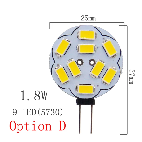 D-1.8W 9Led Светодиодный светильник G4 5730 SMD 2 Вт 3 Вт 5 Вт 12 В AC DC заменить галогенное освещение Прожектор - Испускаемый цвет: D-1.8W 9Led