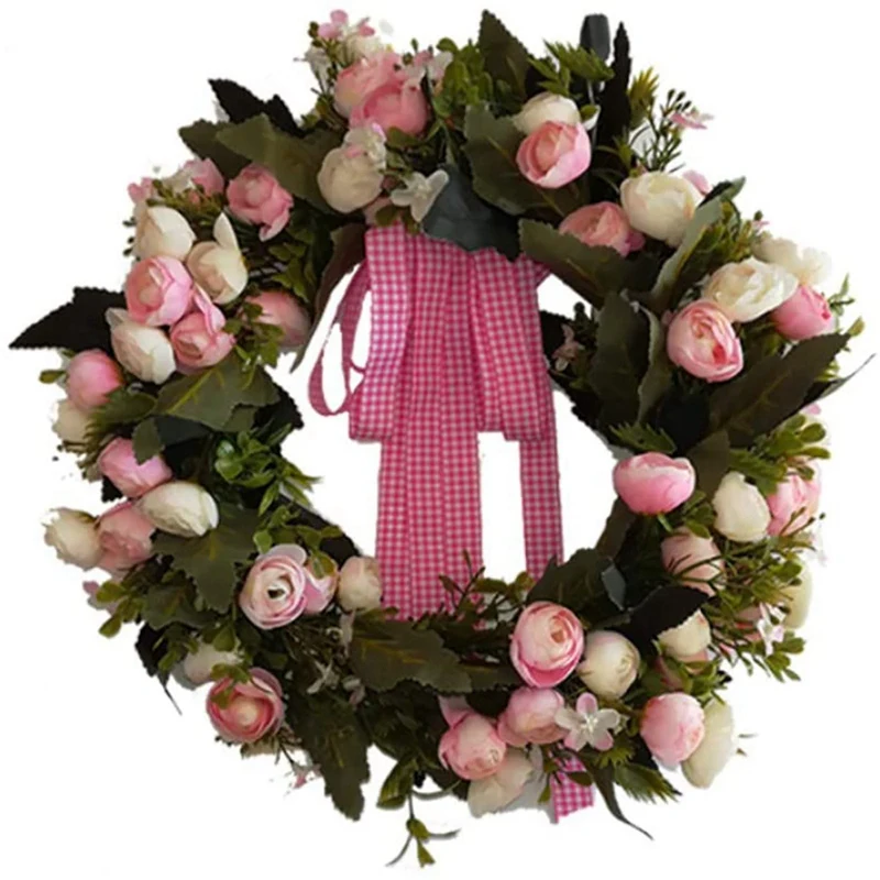 

Artificial Flowers Flowers Bows Wreath Spring Wreath Outdoor for Front Door
