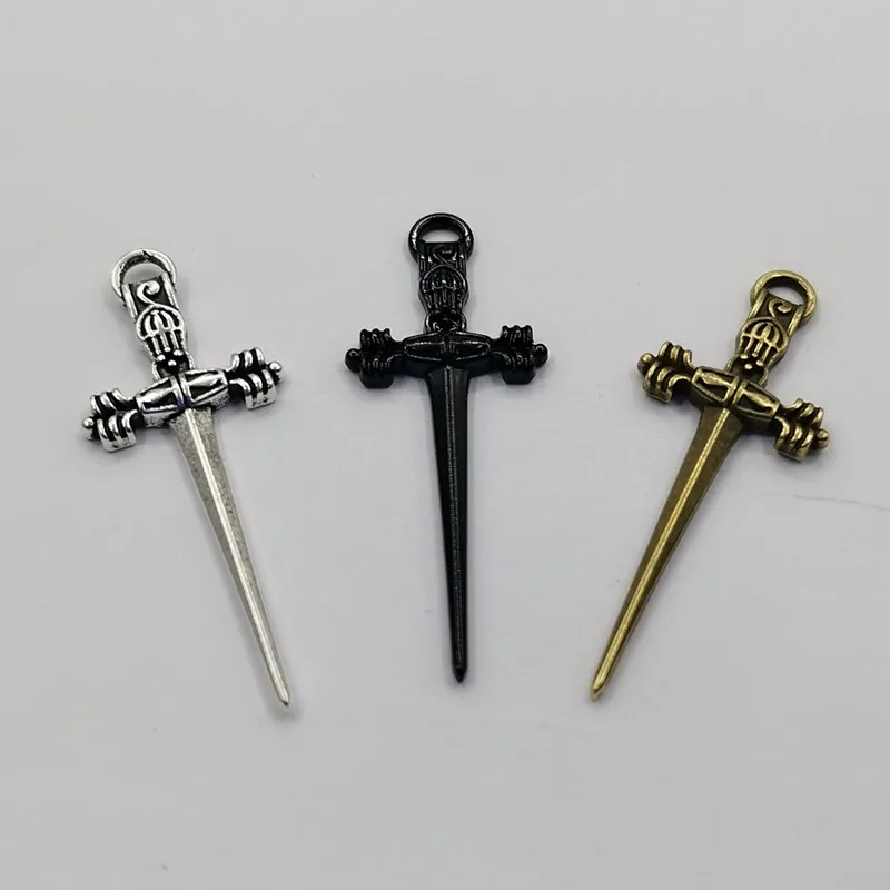 10 шт. кинжал Меч Подвески тибетские посеребренные антикварные ювелирные изделия