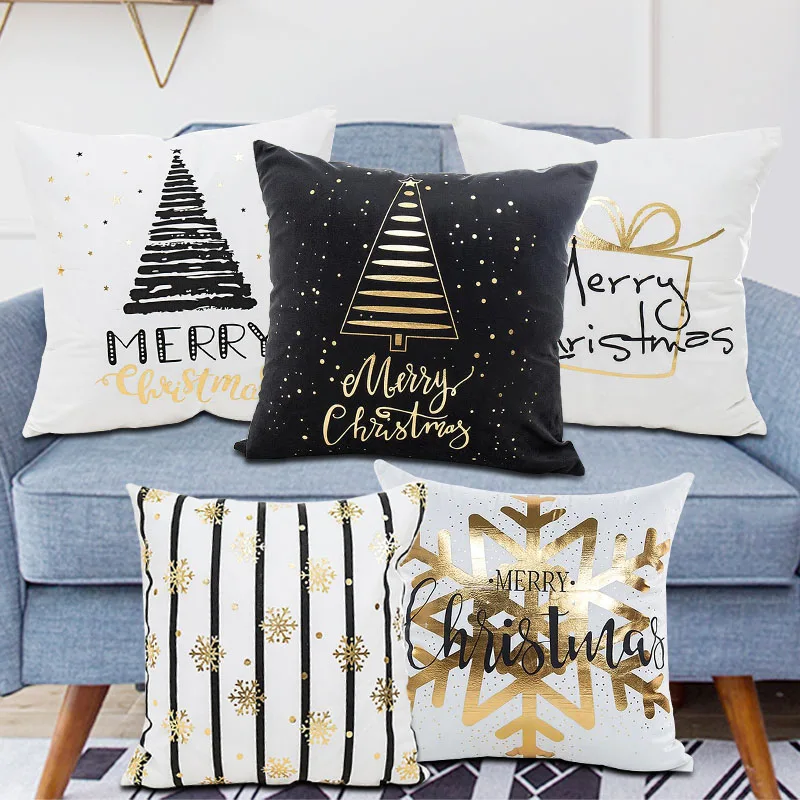 Наволочка из хлопка и льна 45x45 см Рождественский Декор для дома новогодний декор